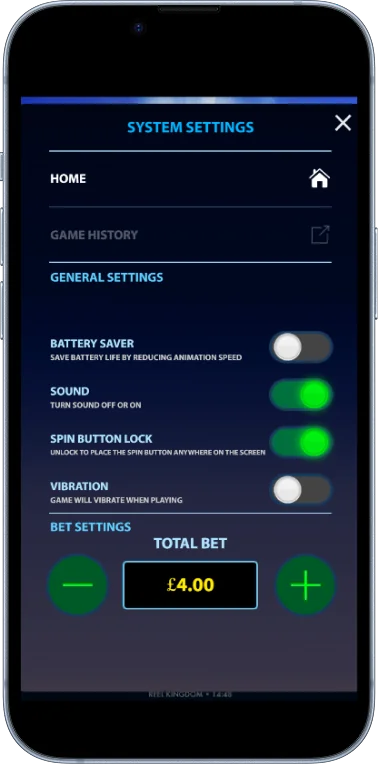 General settings of the Big Bass Bonanza online slot